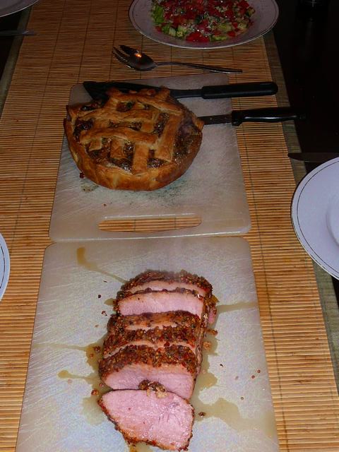 Amerikaans gekruide beenham, spruitjestaart en salade - American spiced ham, sprouts pie & salad - December 23, 2009