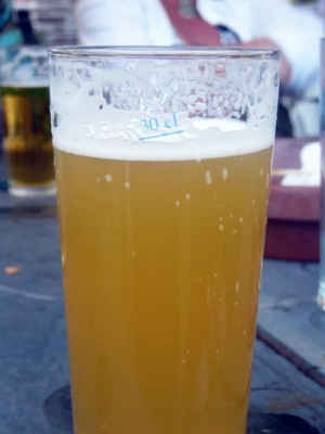 bazbo's beer - watch the little blue horizontal line in the froth ...