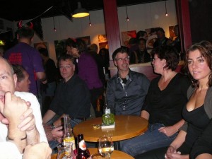 André (left) and audience